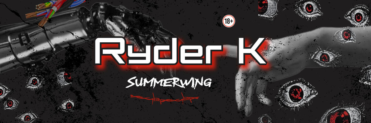 Banner with hands and eyes on a grey backdrop and the text "Ryder K summerwing"